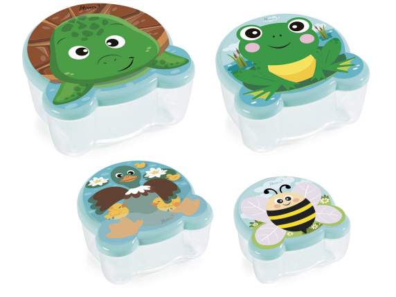 Set mit 4 Schildkröten-Snackbehältern aus Polypropylen